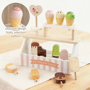 Support à crème glacée magnétique en bois, ensemble <span class=keywords><strong>de</strong></span> jouets <span class=keywords><strong>de</strong></span> cuisine <span class=keywords><strong>de</strong></span> simulation <span class=keywords><strong>de</strong></span> dessert pour enfants - Product Image 3