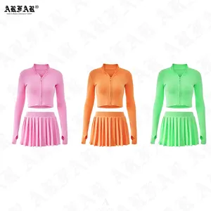 Summer 2024 Women Fashion Mini Skirts For Women Custom Pleated Skirt High Quality 100% Cotton 2 Piece Skirt Sets