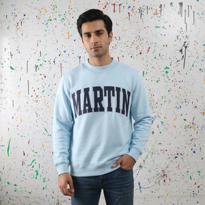 เสื้อฮู้ด MARTIN สีฟ้า ผ้าฝ้าย 100% สำหรับฤดูหนาว ปักลายแบบแอพพลิเค ซิปหน้า สไตล์วินเทจ ดีไซน์หรูหรา สำหรับผู้ชาย - Product Image 1