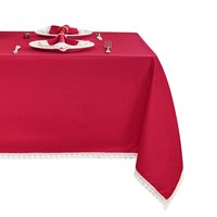 Nappe personnalisée en polyester imitation lin avec bordure en dentelle, imperméable, résistante aux taches, infroissable et lavable