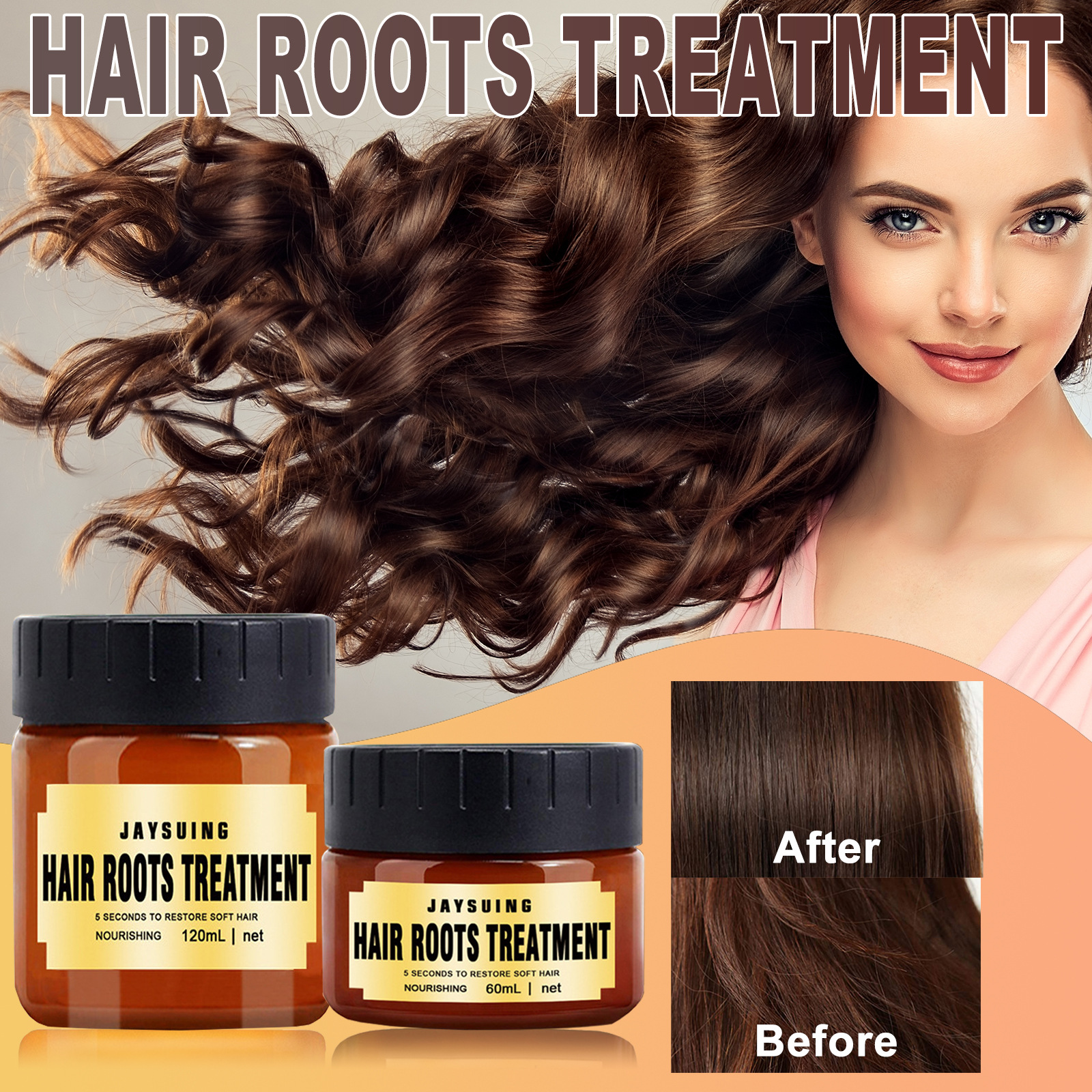Traitement Cheveux PURC Kératine 60 Ml - Masque 5 Secondes, Crème Capillaire Réparatrice