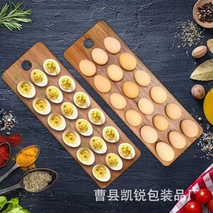 Egg <b>Storage</b> <b>Tray</b> Wooden Double Sided For Party Deli Display Multifunction Cutting Board With 18 Slots - Product Image 1
