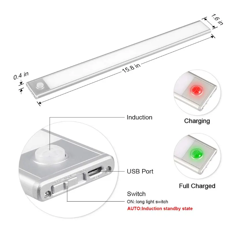 Akıllı hareket dolap usb manyetik dolap iç gece lambası şarj edilebilir sensör led ışıkları wardrow