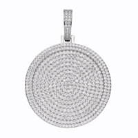 Fine Hip Hop Bijoux En Argent 20/40/50Mm Diamant Cubique Zircone Glacé Pendentif Rond pour Homme
