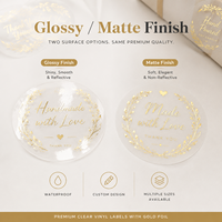 Étiquettes autocollantes personnalisées en vinyle transparent avec dorure à chaud, imperméables, brillantes ou mates, pour bougies, emballages cadeaux, OEM