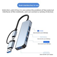 Hub Docking Station Tipe C USB3.0 Empat-dalam-Satu dengan Port dan Colokan USB-C/USB-A