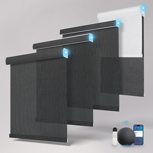 Thông minh cơ giới màn lăn Shades Battery Powered không dây điện Rèm điều khiển từ xa Alexa điều khiển bằng giọng nói màu đen - Product Image 1