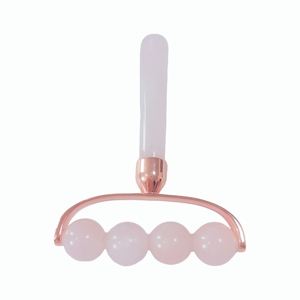 Premium 4-<b>Roller</b> Natural Pink Crystal Massager Rose Quartz Facial Beauty Tool with Rose Gold Metal Bracket for OEM/ODM - Product Image 4