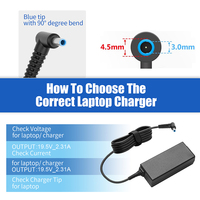 Chargeur d'Ordinateur Portable Universel 45W 19.5V 2.31A 4.5*3.0MM, Adaptateur d'Alimentation pour HP