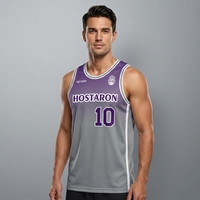 Vente en gros personnalisée Hostaron Ensemble pour enfants de basket-ball réversible rétro à sublimation Maillot d'uniforme de basket-ball pour hommes