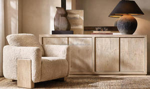 <span class=keywords><strong>Buffet</strong></span> de cuisine moderne de luxe en chêne <span class=keywords><strong>massif</strong></span> à 4 portes, style fermier, durable, avec rangement pour salle à manger et salon - Product Image 3