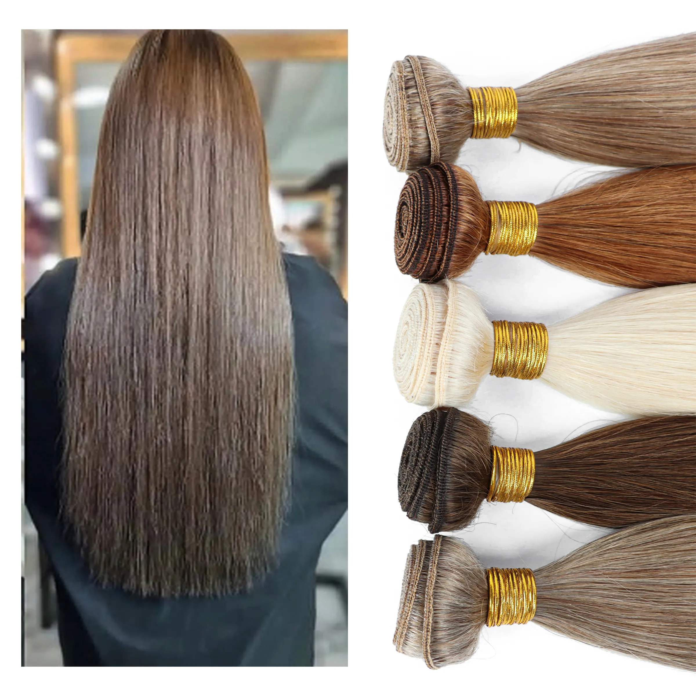 High Quality 12a 13a 100% Natural Raw Virgin Remy Cuticle Aligned Machine Weft European Human Hair Extensions Light Color