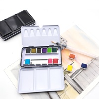 Ensemble de peinture Artecho NEW Art Supplies, boîte en métal, palette, aquarelle solide, 12 couleurs essentielles