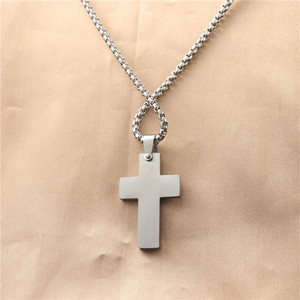 Men's Stainless Steel <b>Cross</b> Pendant Necklace Geometric Design Bezel Setting 12050 - Product Image 2