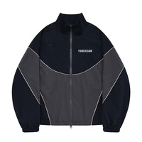 HEALY Veste de survêtement rétro en nylon personnalisée avec logo brodé et passepoil, coupe-vent softshell vierge pour homme