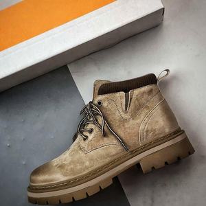 Chaussures robustes unisexes rétro en cuir, style workwear, pour l'hiver, antidérapantes, imperméables, avec sangle tressée, durables et élégantes - Product Image 3