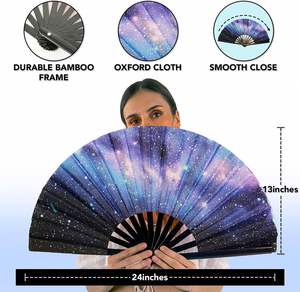 พัดไม้ไผ่ Abanico สำหรับงานปาร์ตี้ งานแสดง พัดมือขนาดใหญ่ - Product Image 5