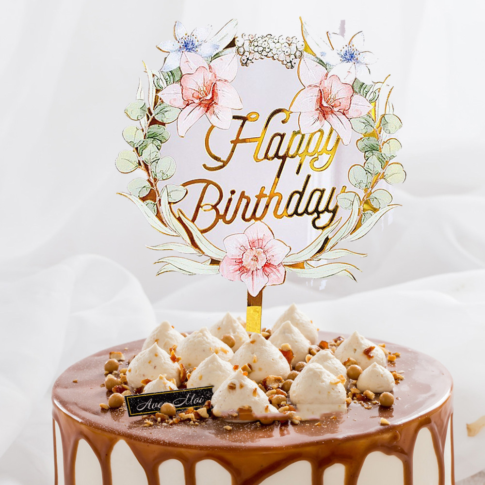ZHUOWEISM 1 PCS Happy Anniversary Cake Topper With Glitter Heart Wedding Anniversary Cake Pick Decorations For Baby Shower Birthday Wedding Anniversary Party Supplies Gold