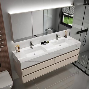 Nouveau meuble <span class=keywords><strong>de</strong></span> vanité <span class=keywords><strong>de</strong></span> salle <span class=keywords><strong>de</strong></span> bains <span class=keywords><strong>de</strong></span> luxe personnalisé meuble <span class=keywords><strong>de</strong></span> vanité à double évier à panneau <span class=keywords><strong>de</strong></span> roche unité <span class=keywords><strong>de</strong></span> salle <span class=keywords><strong>de</strong></span> bains lavabo d'évier - Product Image 1
