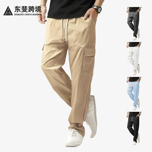 Pantalon cargo décontracté pour homme Dongfei, taille élastique, fin, séchage rapide, coupe droite, ample, sportif, été - Product Image 1