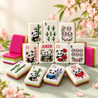Jeu de Mahjong américain de luxe en acrylique rose, motif panda mignon, avec tuiles personnalisées, idéal pour mariage, anniversaire, jardin, goûter, fête, cadeau