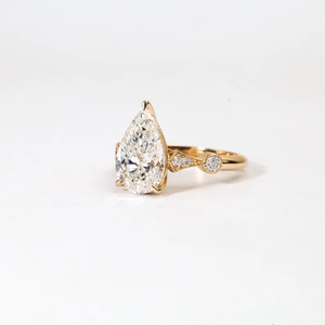 Bague de Fiançailles et de Mariage Art Déco en Or Massif avec Diamant de Laboratoire Premium Poire, Solitaire Goutte d'Eau, Bijou Héritage, Cadeau - Product Image 5