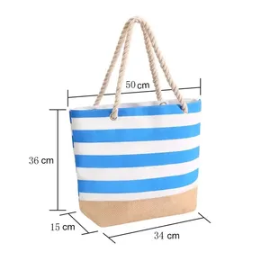 Custom Heavy Duty Waterproof <b>Canvas</b> Tote Private Label Beach Bag With Straw Weaving Promotional <b>Backpack</b> - Product Image 3