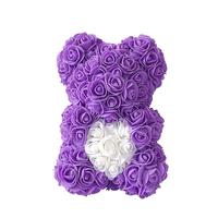 Ours en roses artificielles de 25 cm, fait main, pour la Saint-Valentin, un mariage ou un anniversaire