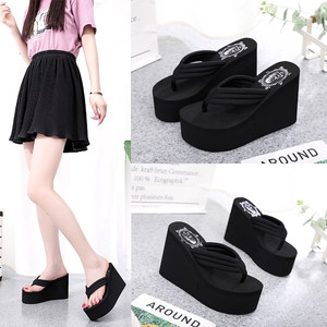 Infradito da donna per esterni, sandali estivi alla moda da spiaggia, versatili, con zeppa alta e plateau, alla moda, con tacco alto - Product Image 3