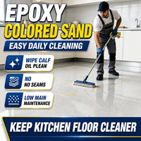 Revêtement de sol liquide auto-nivelant en résine époxy avec sable coloré, application facile, finition à brosser pour patio, balcon, garage, atelier