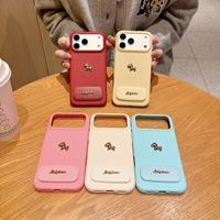 Coque de téléphone tendance en cuir PU de luxe effet peau, couleur unie, motif cheval doré, avec béquille pour iPhone 17 Air 16 15 Pro Max