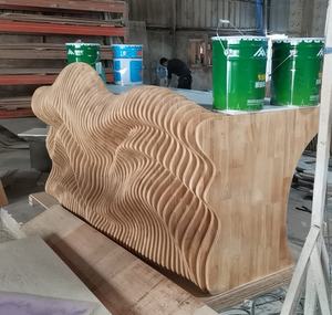 Modern Solid Wood Arc Reception <strong>Counter</strong> Stylish Wooden Front Desk Corporate Office Building Durable Commercial Hotel School - Product Image 6