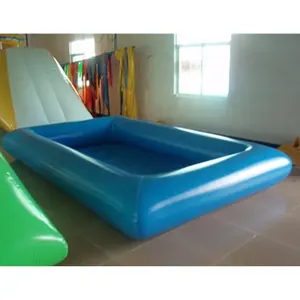 Piscina de agua rectangular duradera, lona azul de PVC, inflable para niños