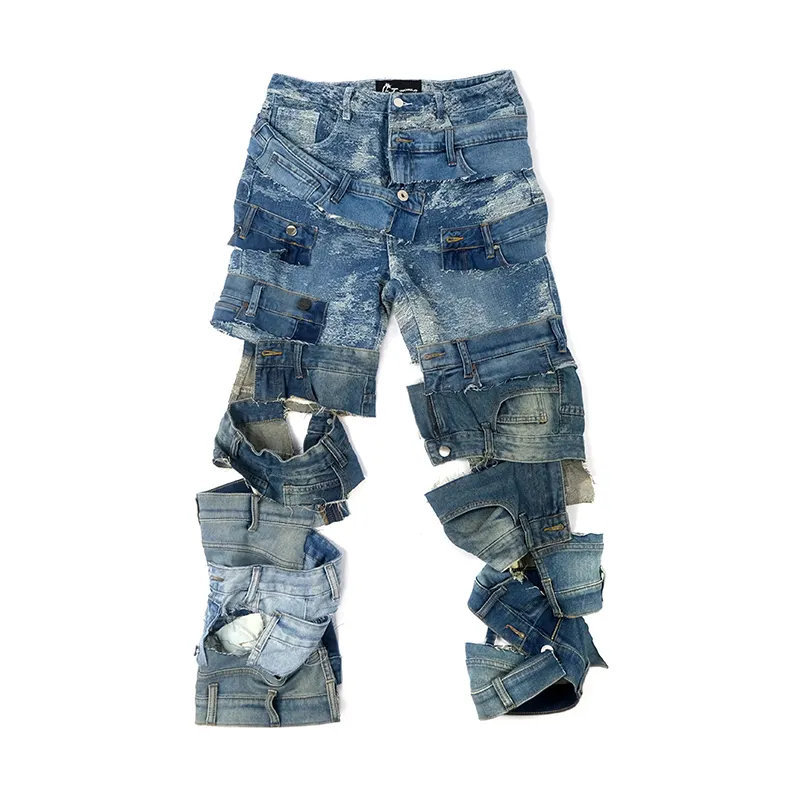 DiZNEW 2022 High Quality Stylish Designers Custom Mens Ripped Destroyed Demin Patchwork Skinny Slim Jeans for men