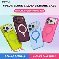 Coque de téléphone magnétique en silicone liquide doux effet color block, antichoc avec protection de caméra surélevée pour iPhone 16 17 18 Pro Max
