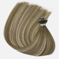 Ekstensi rambut ujung Nano rambut manusia grosir ditarik ganda Keratin 100% belum diproses cincin Nano rambut manusia