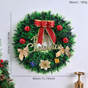 Guirlande de Noël artificielle réaliste avec nœuds rouges et baies pour la décoration de la porte d'entrée, livraison rapide - Product Image 4