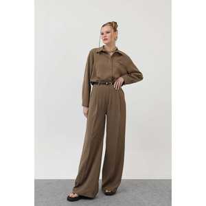 Pantalon à jambes larges pour femme, kaki, fermeture à boutons, 32175PNT - Product Image 6