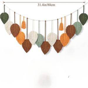 Nouveau Style nordique Jane Ins à la main coton corde tissé Photo tenture murale tapisseries bohème feuilles Design gland tenture murale - Product Image 6