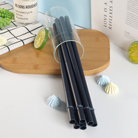 Pailles réutilisables écologiques en plastique PP, tailles 12 mm et 10 mm, noires, accessoires de bar pour gobelets et tasses de fête /LFGB