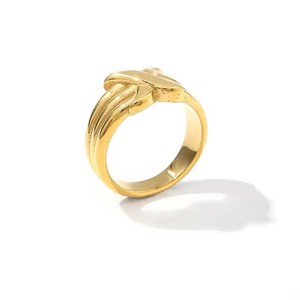 Bague de mariage turque en acier inoxydable plaqué or 18 carats, accessoires de mode, cadeaux, nœud en X, pour femmes, 2025 - Product Image 3