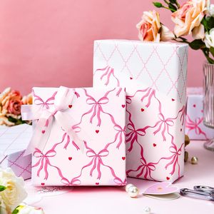 Yarcony Pink <b>Wrapping</b> <b>Paper</b> Roll Reversible Bow Quilted Design 46.8 Sq Ft Gift Craft Baby Shower Birthday Wedding Bridal Shower - Product Image 5