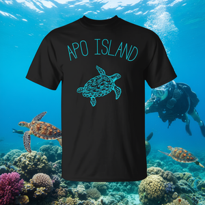 Camiseta de buceo Apo Island Turtle, color negro, para adultos, unisex, equipo de natación y buceo - Product Image 3
