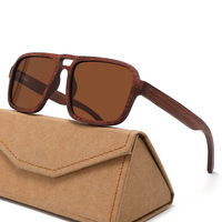 Lunettes de soleil rétro en bois de bambou de haute qualité, double pont en bois, polarisées UV400, pour hommes