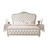 Lit de maîtresse double 1,8 m style princesse française, en bois massif, rembourré en cuir, avec coffre de rangement haut, démontable, style américain