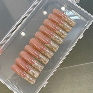 Nouvelle Collection : Faux Ongles à Coller en Acrylique Faits Main, Couverture Complète Extra Longue, Forme Cercueil Scintillante, 10 Pièces Pré-conçues - Product Image 6