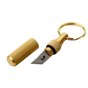 Portable Keychain Brass Engraving Knife Mini Handheld Carbon Steel Blade Metal Handle 45 Degree Tip Angle Utility Knife - Product Image 2