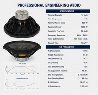 Haut-parleur de subwoofer passif professionnel en néodyme de 12 pouces, 800W 8ohm AES, haut-parleur de basses haute puissance, enceinte compacte pour système Line Array
