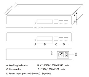 Commutateur réseau de haute qualité 6 ports Full Gigabit Ethernet géré avec fonction HTTPS, SSLV3 et SSHV1/V2 - Product Image 4