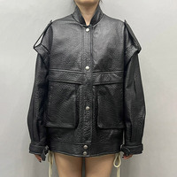 Veste en cuir véritable de haute qualité Jancoco, coupe ample, personnalisée, pour femme, style motard